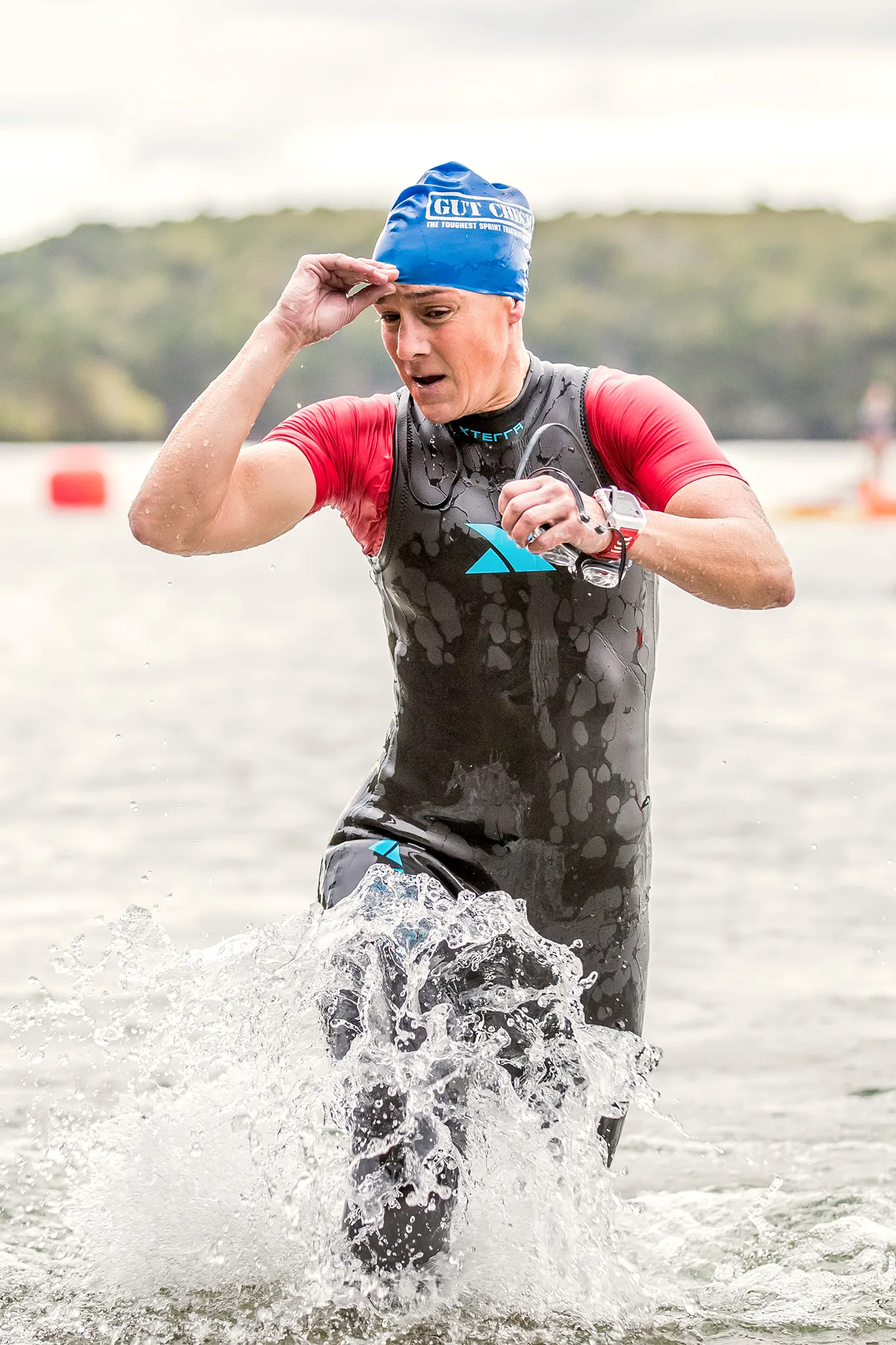 SwimRun competitor exiting the water